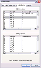 Midi I/F setup